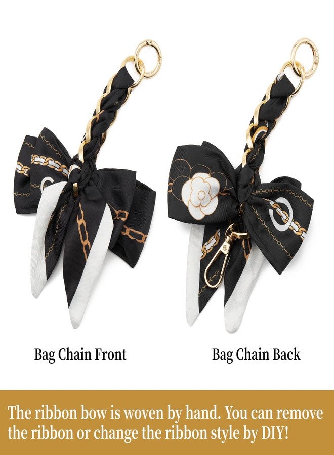 ZOOEASS Bag Extender Chain with Bow Ribbon Purse Chain Extender for Crossbody Bag Charms Women Handbag Decoration Accessories(Black) - Image 3